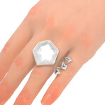 Superstud Sterling Silver + Mother of Pearl Crystal Haze Ring // Ring Size 6 // Store Display