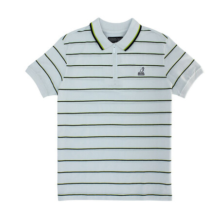 Yarn Dyed Striped Pique Polo + Zippered Placket // White Combo (S)