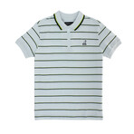 Yarn Dyed Striped Pique Polo + Zippered Placket // White Combo (M)