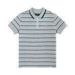 Yarn Dyed Striped Pique Polo + Zippered Placket // Ash Gray Combo (L)
