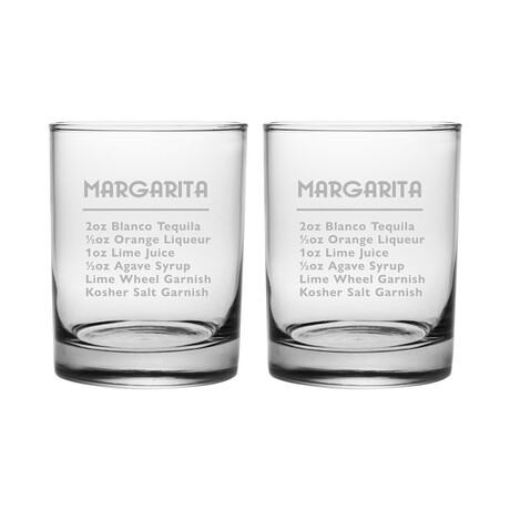 DOR Glasses // Set of 2 // Margarita Recipe // 14 Fl. Oz