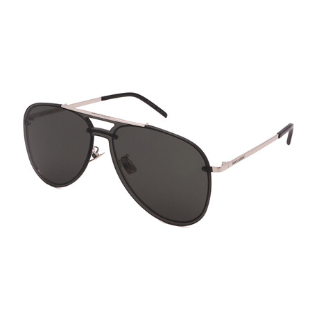 Saint Laurent // Men's Classic 11 Mask 001 Non-Polarized Sunglasses // Silver