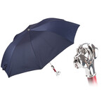 Polka Dot Labrador Folding Umbrella // Navy