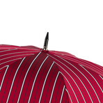 Large Striped Umbrella + Leather Handle // Red
