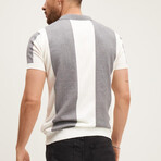 Panel Short-Sleeve Button-Up Shirt // Ecru + Gray (XS)