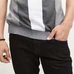 Panel Short-Sleeve Half-Zip Shirt // Gray + Anthracite + Ecru (L)