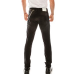 Grunge Button-Fly Skinny Jeans // Black (28WX30L)