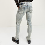 Grunge Button-Fly Skinny Jeans // Blue (36WX34L)