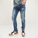 ‘55 Distressed Slim-Straight Cotton Jeans // Navy (29WX30L)