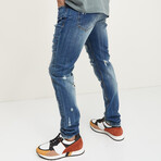 ‘55 Distressed Slim-Straight Cotton Jeans // Navy (32WX32L)