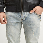 Grunge Button-Fly Skinny Jeans // Blue (31WX30L)