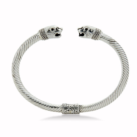 Sterling Silver Panther Cable Bangle