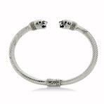 Sterling Silver Panther Cable Bangle