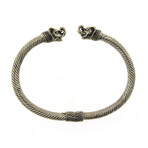 Sterling Silver Twisted Cable Bangle + Elephant Endcaps