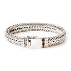 Sterling Silver Woven Dot Design Men's Bracelet