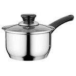 Essentials Gourmet // 12-Piece // Stainless Steel Cookware Set // Black Handles