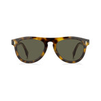 Men's Round Sunglasses // Havana Brown + Green