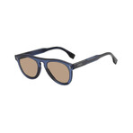 Men's Round Sunglasses // Blue Gray + Brown