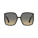 Women's Square Sunglasses // Dark Havana + Brown Gradient