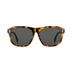 Men's Square Sunglasses // Havana Brown + Gray Blue
