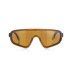 Men's Shield Sunglasses // Brown + Gold