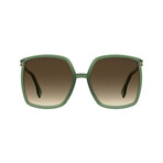 Women's Square Sunglasses // Green + Brown