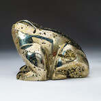 Genuine Polished Hand Carved Pyrite Frog