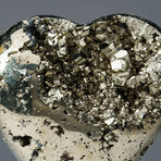Genuine Polished Pyrite Heart + Acrylic Display Stand // V5