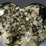 Genuine Polished Pyrite Heart + Acrylic Display Stand // V3