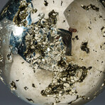 Genuine Polished Pyrite Sphere + Acrylic Display Stand // V5