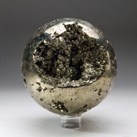 Genuine Polished Pyrite Sphere + Acrylic Display Stand // V1