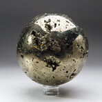 Genuine Polished Pyrite Sphere + Acrylic Display Stand // V1