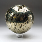 Genuine Polished Pyrite Sphere + Acrylic Display Stand // V3
