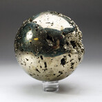 Genuine Polished Pyrite Sphere + Acrylic Display Stand // V3