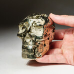 Genuine Polished Pyrite Skull Carving // V3