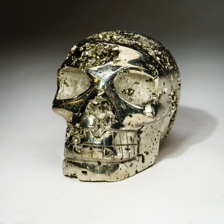 Genuine Polished Pyrite Skull Carving // V2