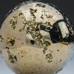 Genuine Polished Pyrite Sphere + Acrylic Display Stand // V7