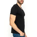 George V-Neck Short Sleeve T-Shirt // Black (L)