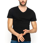 George V-Neck Short Sleeve T-Shirt // Black (XS)