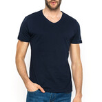 Quinn V-Neck Short Sleeve T-Shirt // Navy (S)