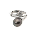 Damiani Le Perle 18K White Gold Black Pearl + Diamond Cocktail Ring // Ring Size: 7.5 // Store Display