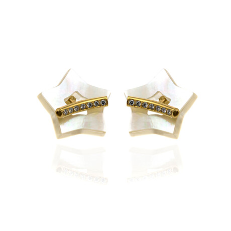 Pasquale Bruni // Make Love 18k Yellow Gold Diamond + Mother Of Pearl Earrings // Store Display