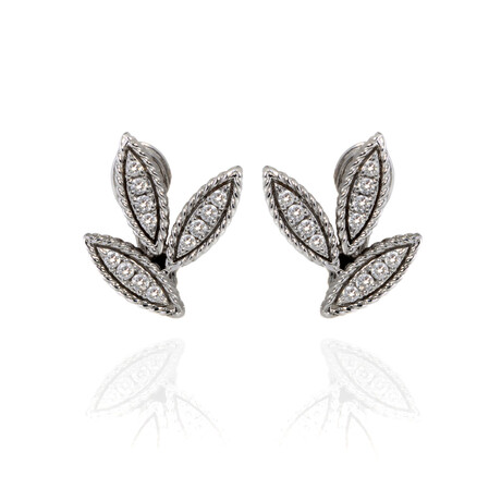 Roberto Coin // Garden Princess 18k White Gold Diamond Earrings // Store Display