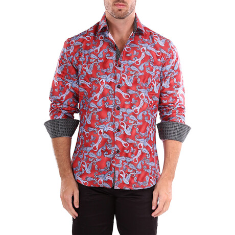 Stephen Long Sleeve Button Up Shirt // Red (XS)