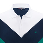 Avalon Short Sleeve Polo Shirt // White + Navy (XL)