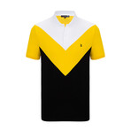 Benny Short Sleeve Polo Shirt // White + Yellow (L)