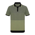 Ombre Striped Short Sleeve Polo Shirt // Black + Green (M)