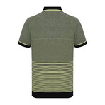 Ombre Striped Short Sleeve Polo Shirt // Black + Green (L)