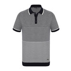 Ombre Striped Short Sleeve Polo Shirt // Navy + Ecru (S)