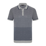 Ombre Striped Short Sleeve Polo Shirt // Gray + Indigo (M)